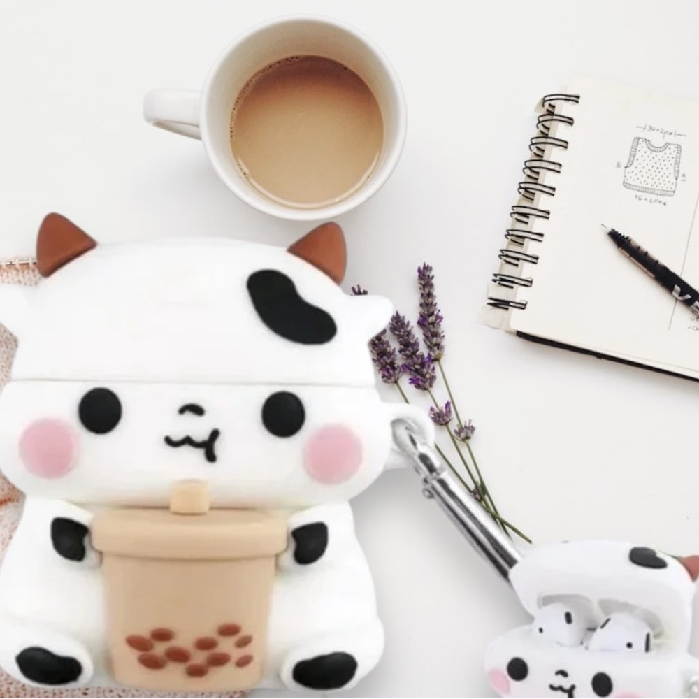 Boba Cow Airpods Case for 1 or 2 Generation Silicone earphone buds new protect